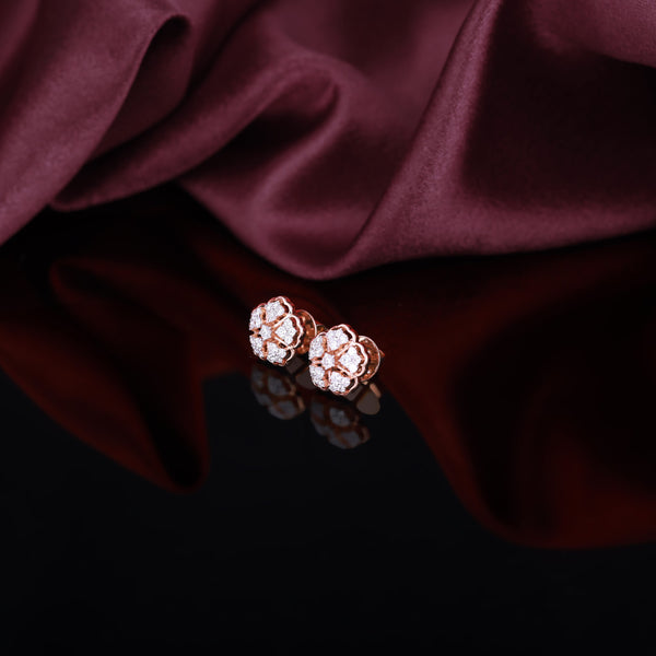Diamond floral stud earrings