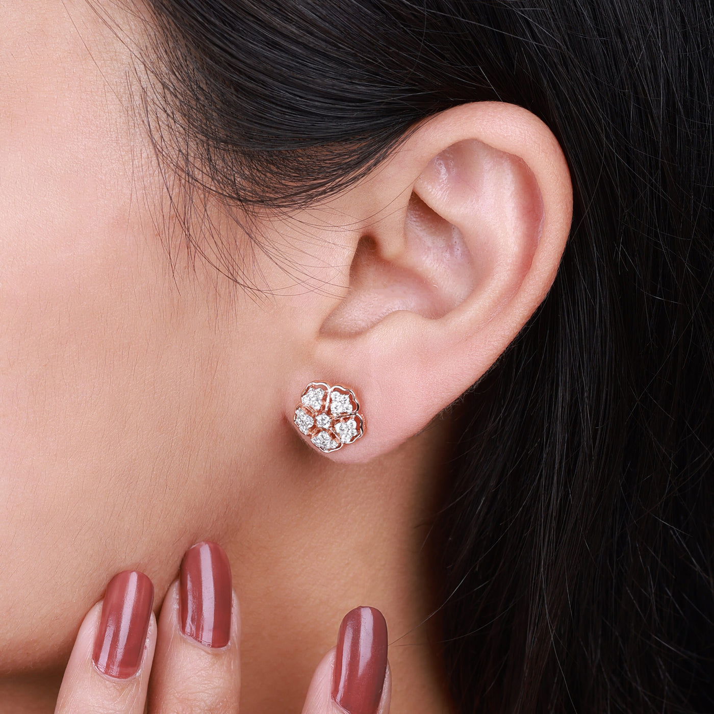 Diamond floral stud earrings