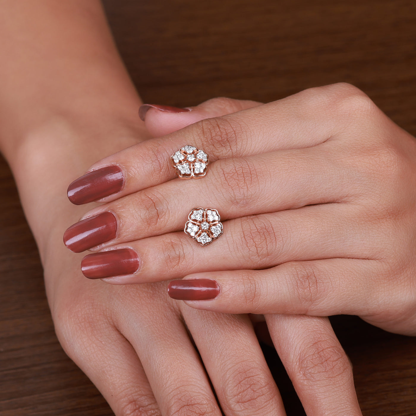 Diamond floral stud earrings