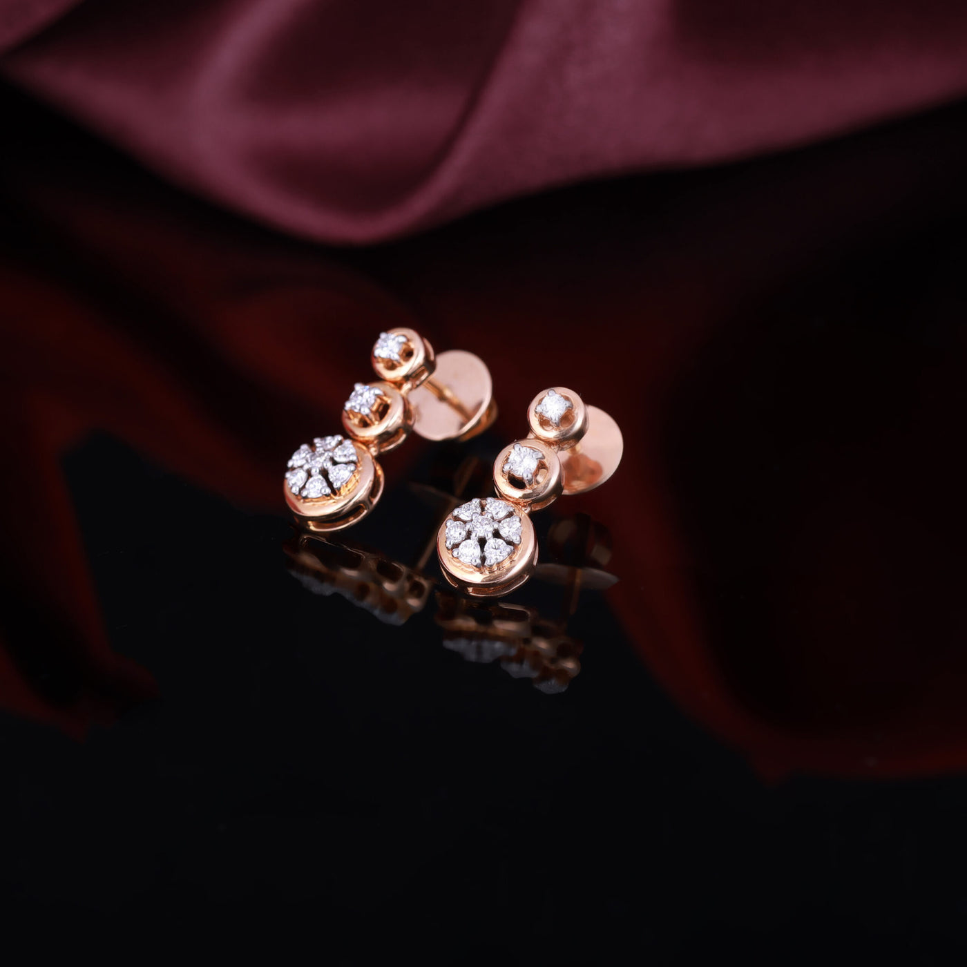 Triple Sparkle Diamond Drop Earrings
