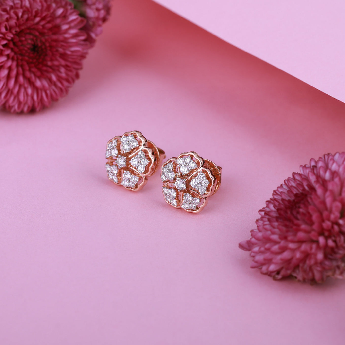 Diamond floral stud earrings