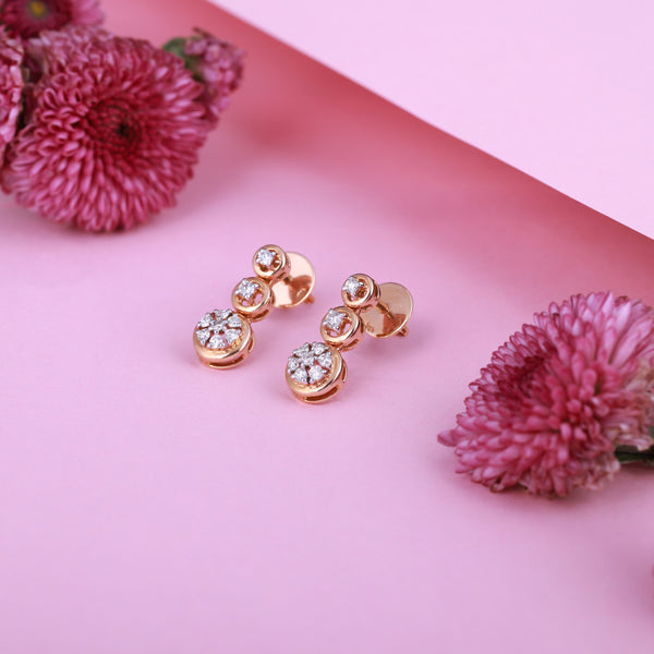 Triple Sparkle Diamond Drop Earrings