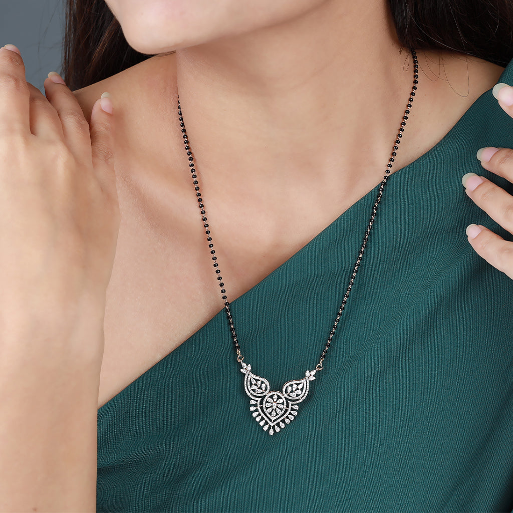 Tri Petals Diamond Mangalsutra