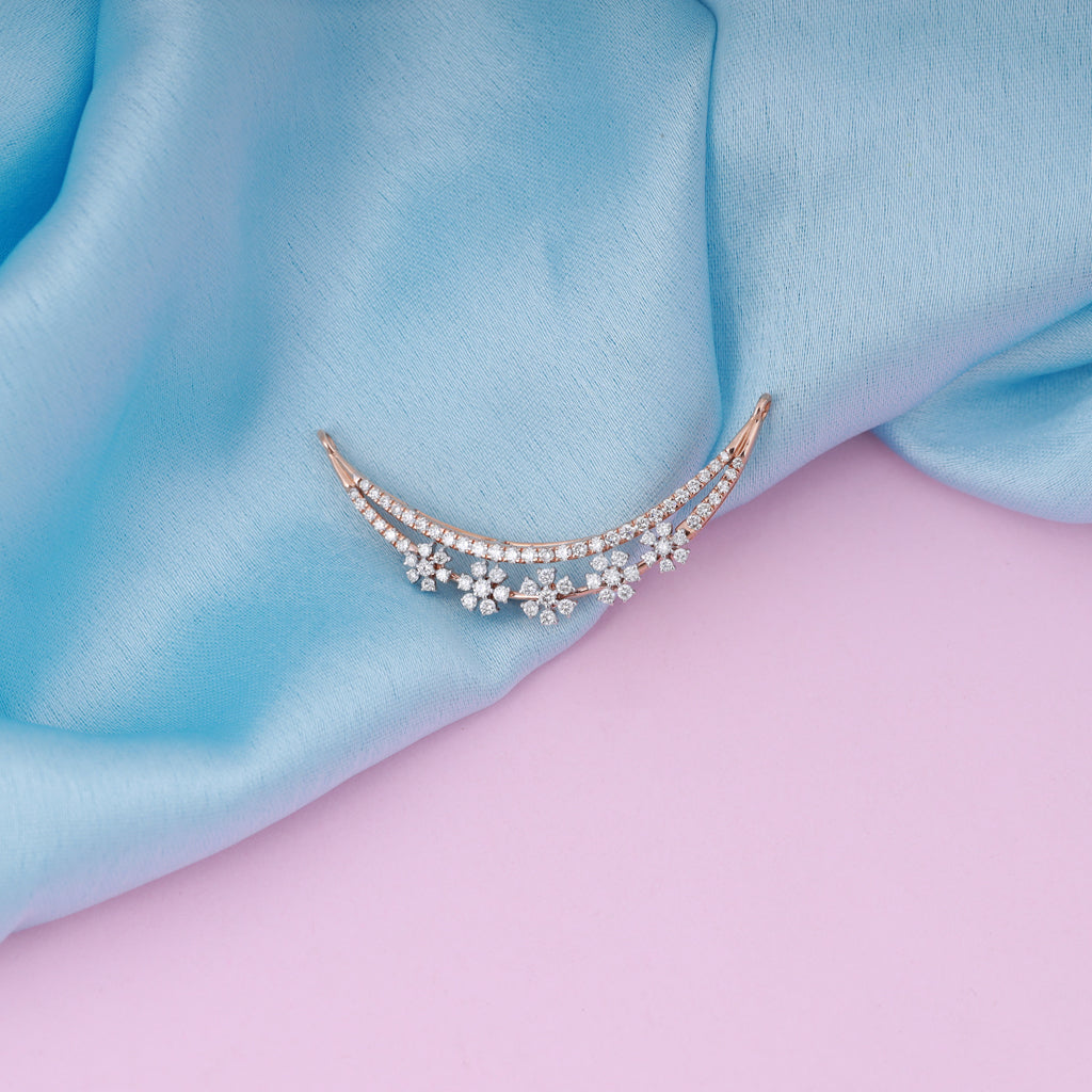 Floral Crescent Moon Diamond Mangalsutra