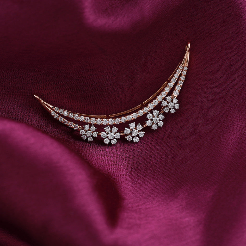 Floral Crescent Moon Diamond Mangalsutra