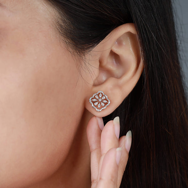 Blooming Star Diamond Stud Earrings - Only