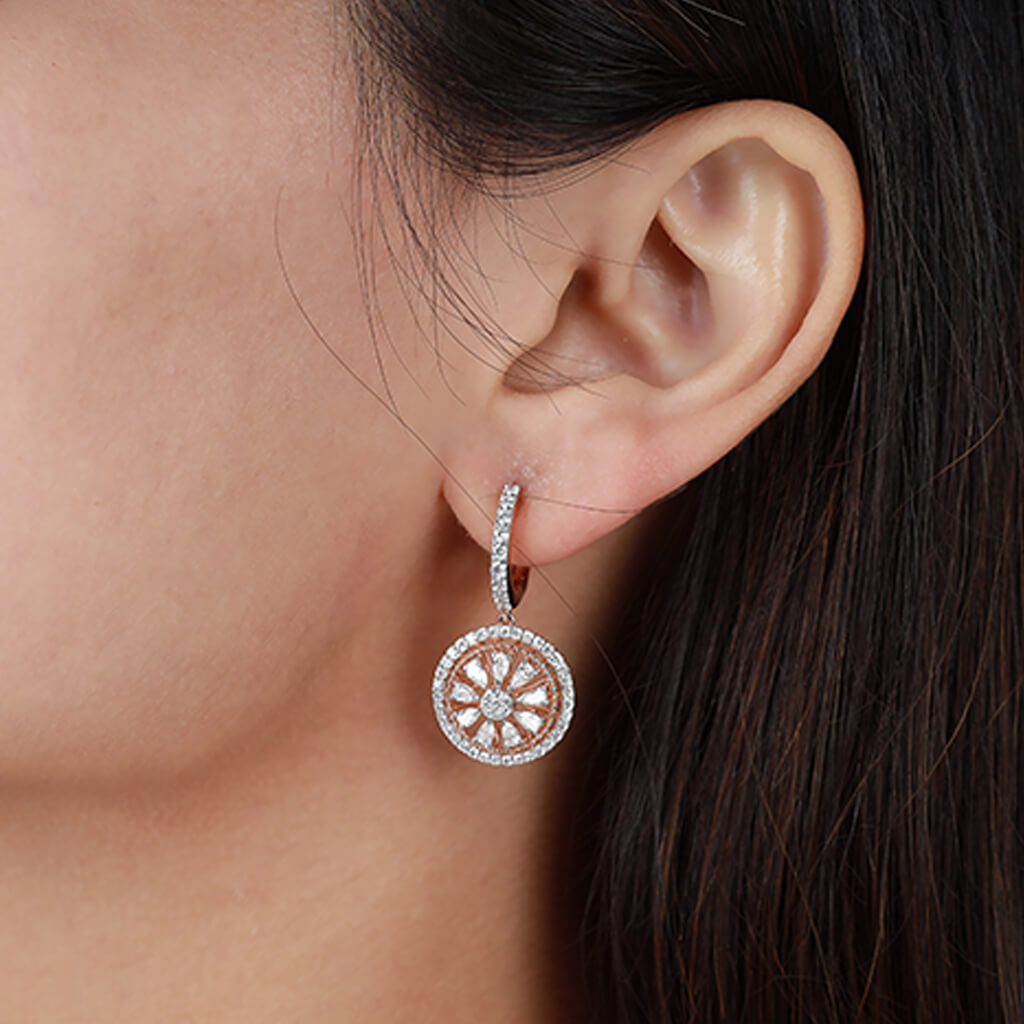 Solar Blossom Diamond Dangling Earrings - Only