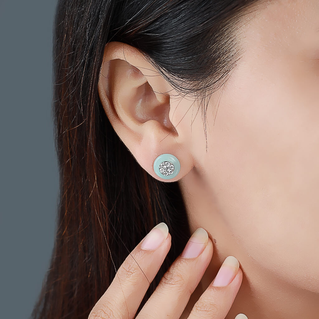 Aqua Spark Stud Earrings