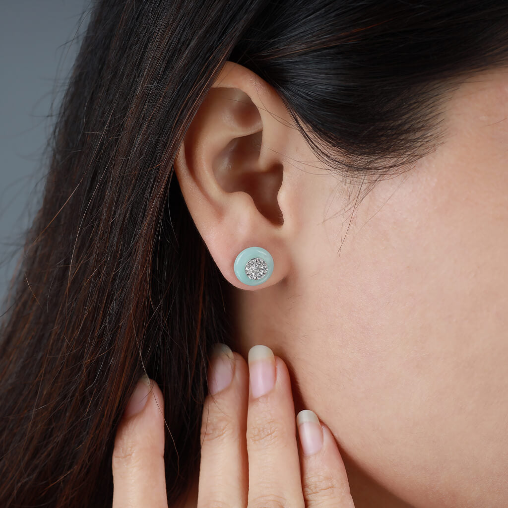 Aqua Spark Stud Earrings