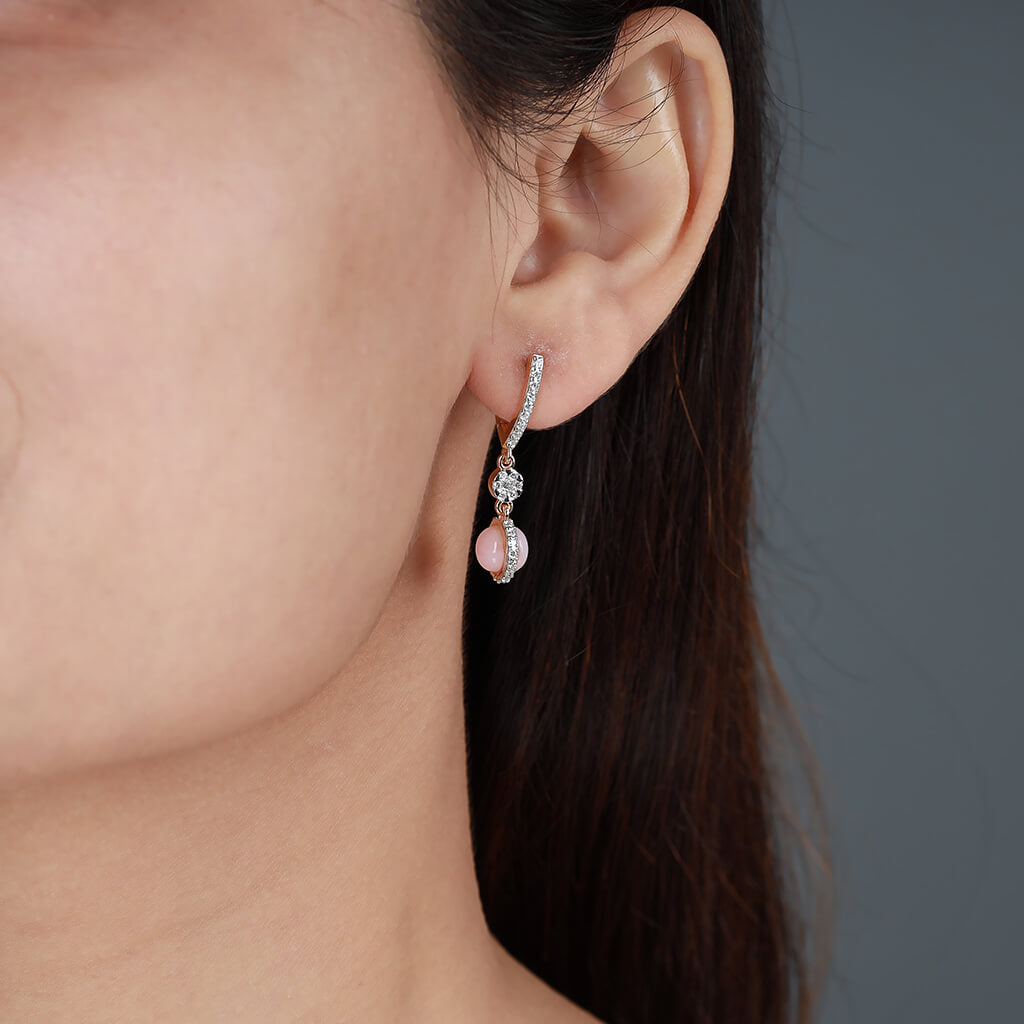 Pink Saturn Dangling Earrings